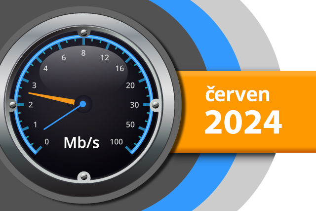 Naměřené rychlosti internetu na DSL.cz v červnu 2024