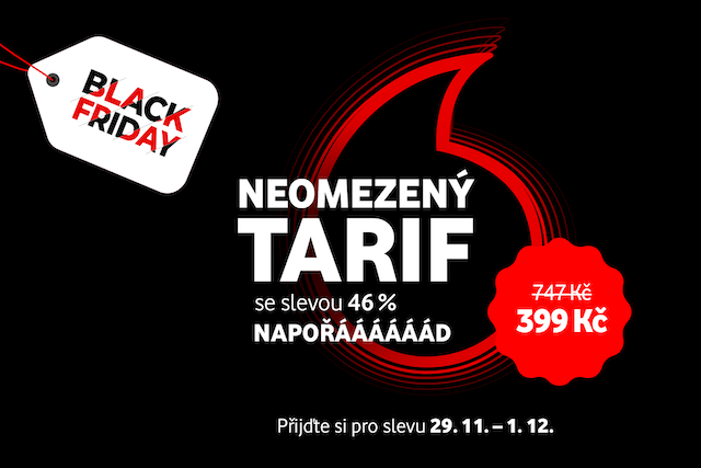 Black Friday je tady! Pořiďte si neomezený tarif od Vodafonu za 399 Kč